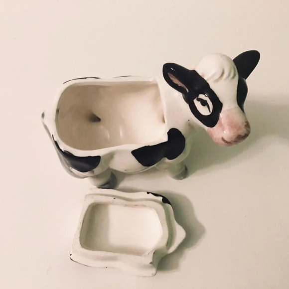 Vintage Ceramic Cow Sugar Bowl Container 4 Inch Long Figurine - Picture 6 of 14
